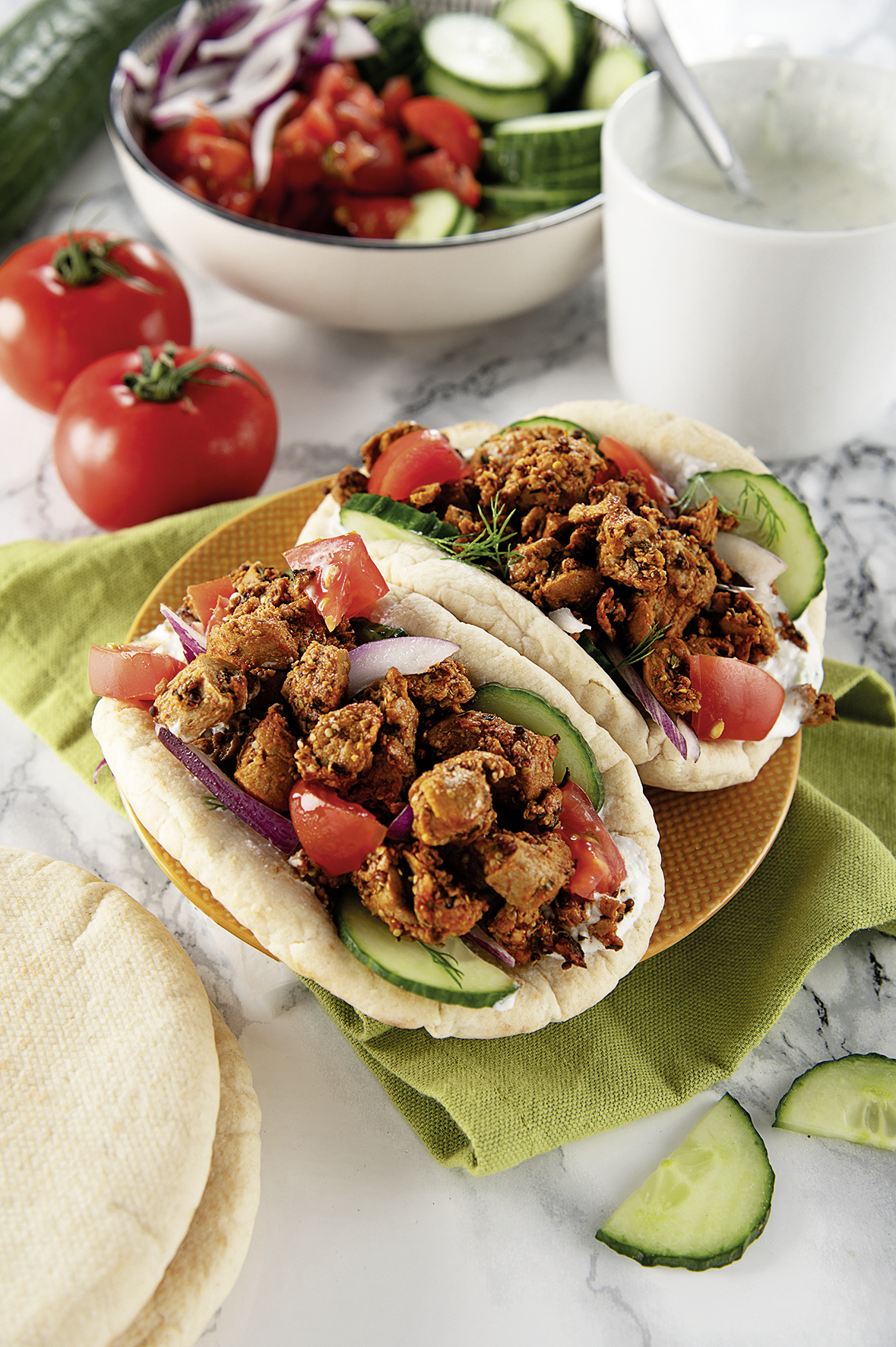 Gyros grec à l'émincé végétal Gyros grec à l'émincé végétal